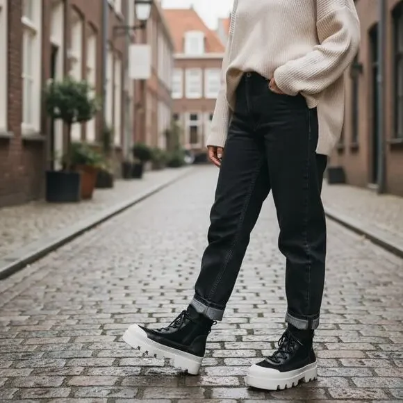 Giani Bini The Change Size 9 Wanderlust Leather/Suede Lug Boots. - Picture 2 of 8